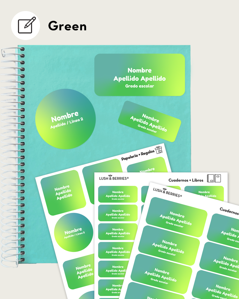 Etiquetas para cuadernos y libros: Degradados