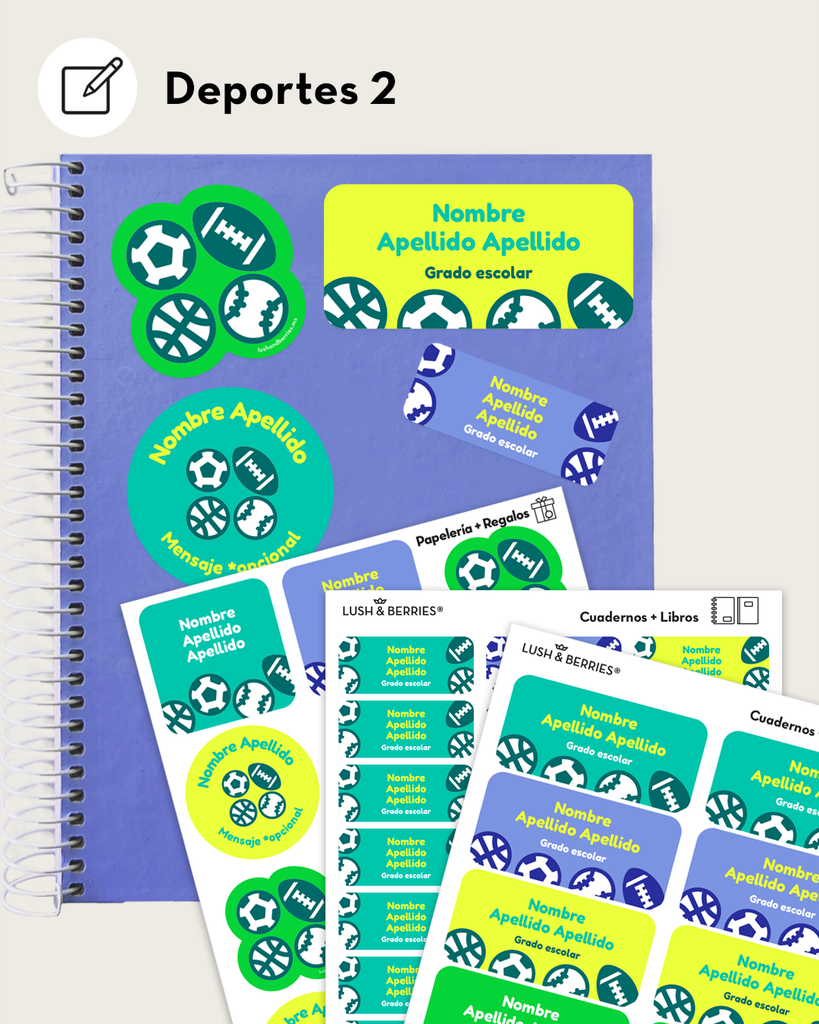 Etiquetas para cuadernos y libros: Deportes