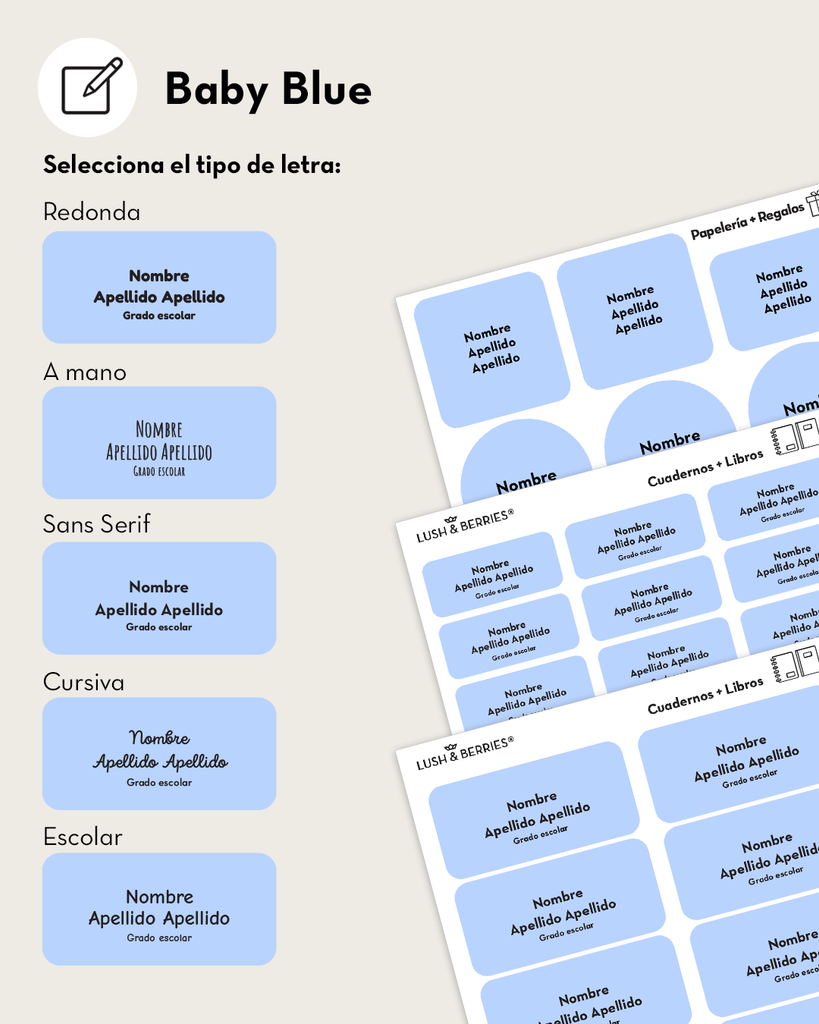 Etiquetas para cuadernos y libros: Tipografías