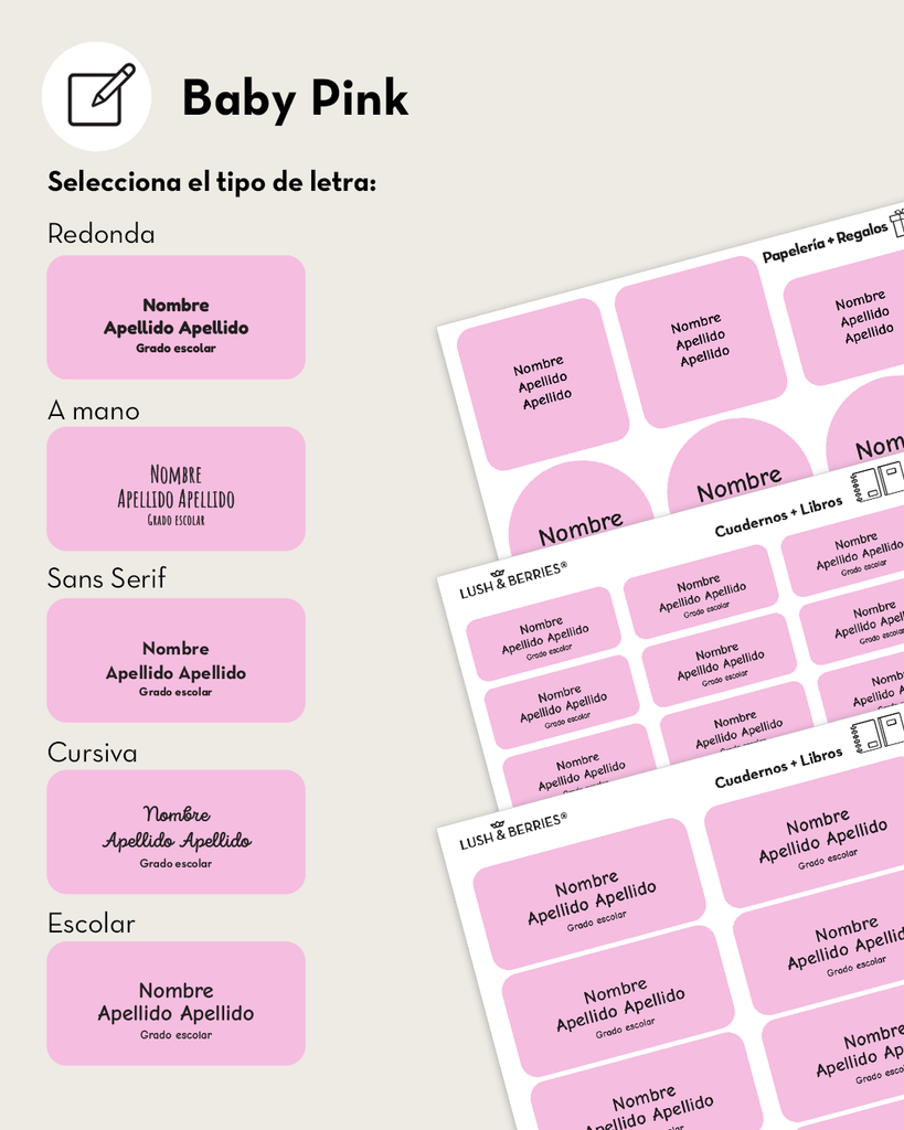 Etiquetas para cuadernos y libros: Tipografías