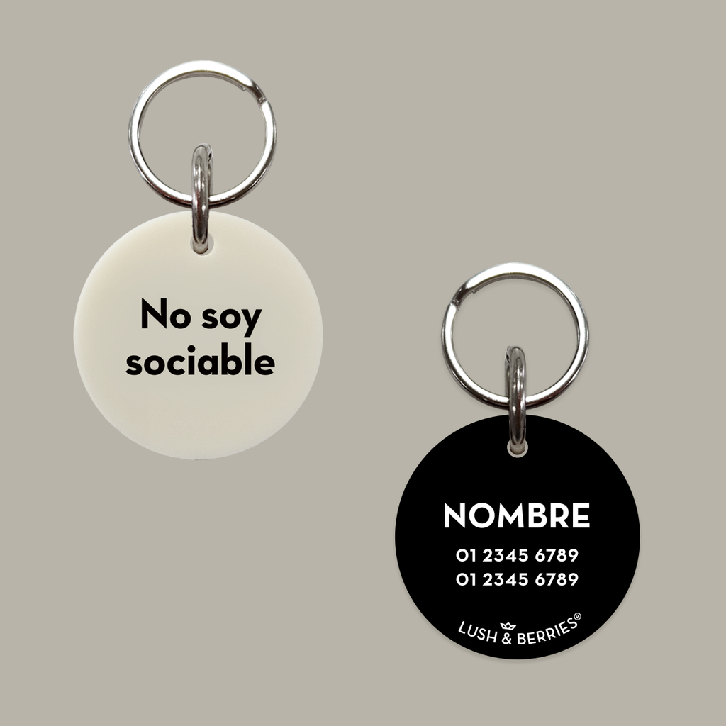 Placa para perro: No soy sociable