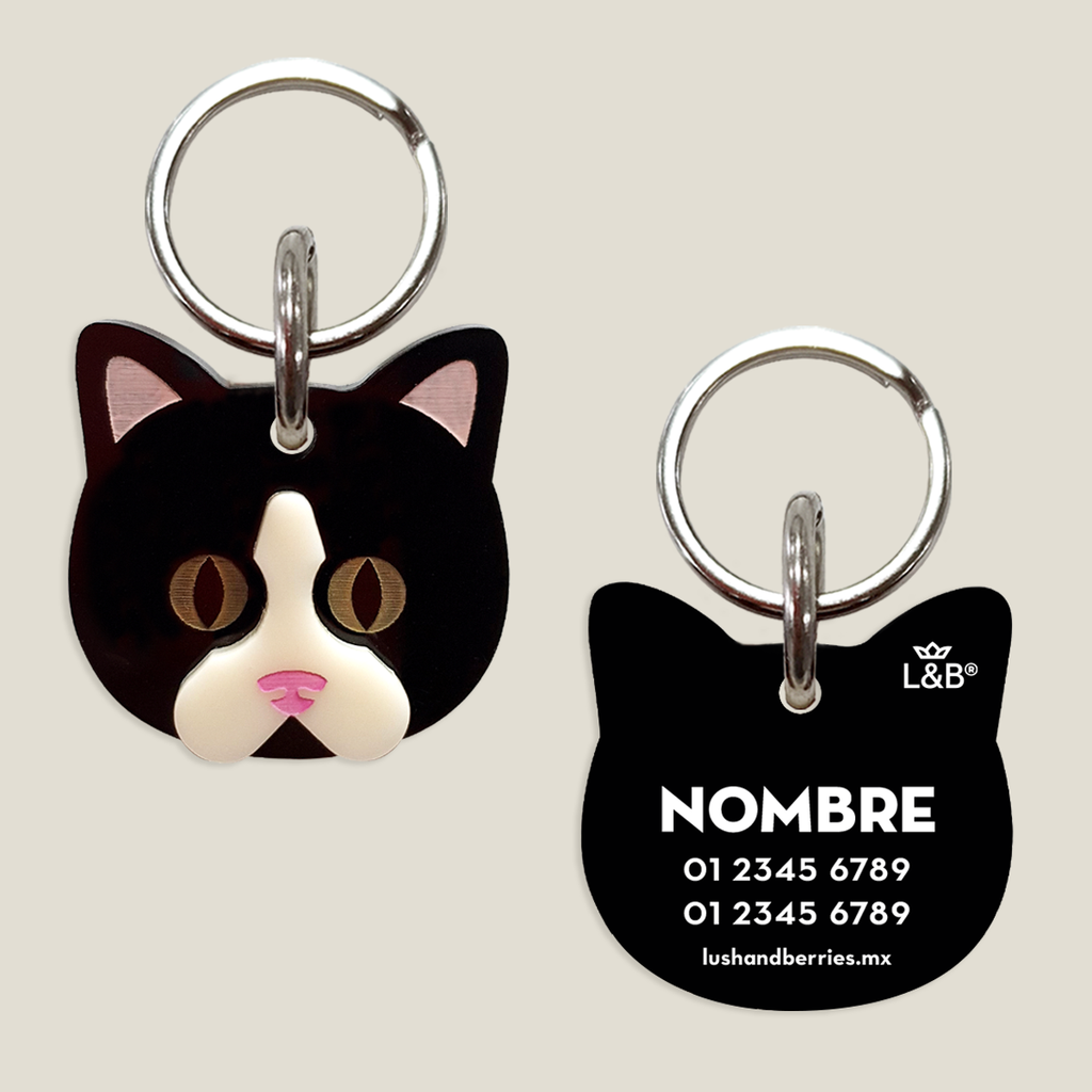 Placa para gato: negro y blanco