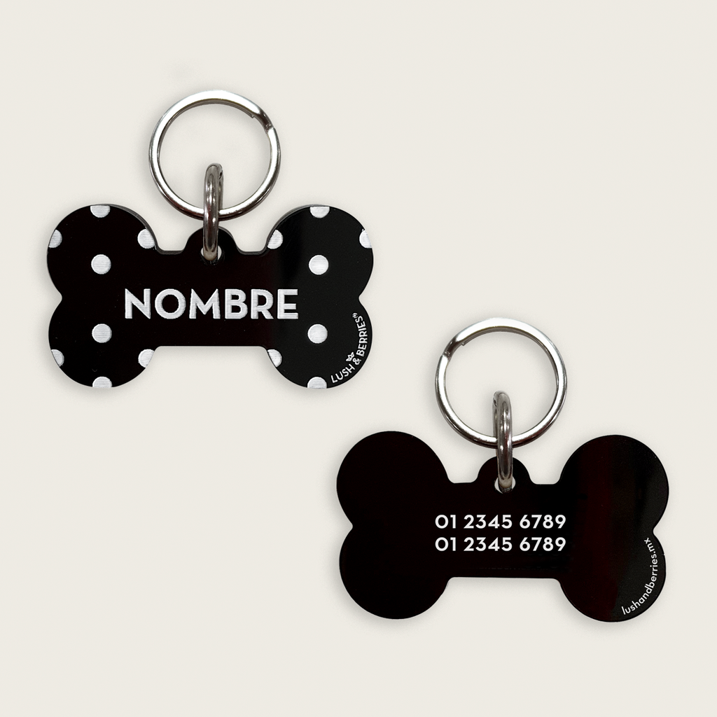 Placa para perro: Dots Negra