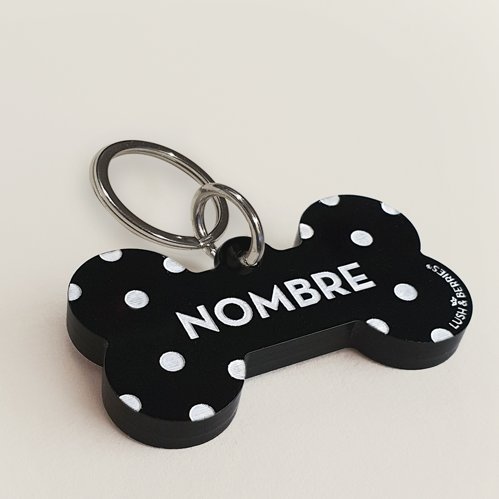 Placa para perro: Dots Negra