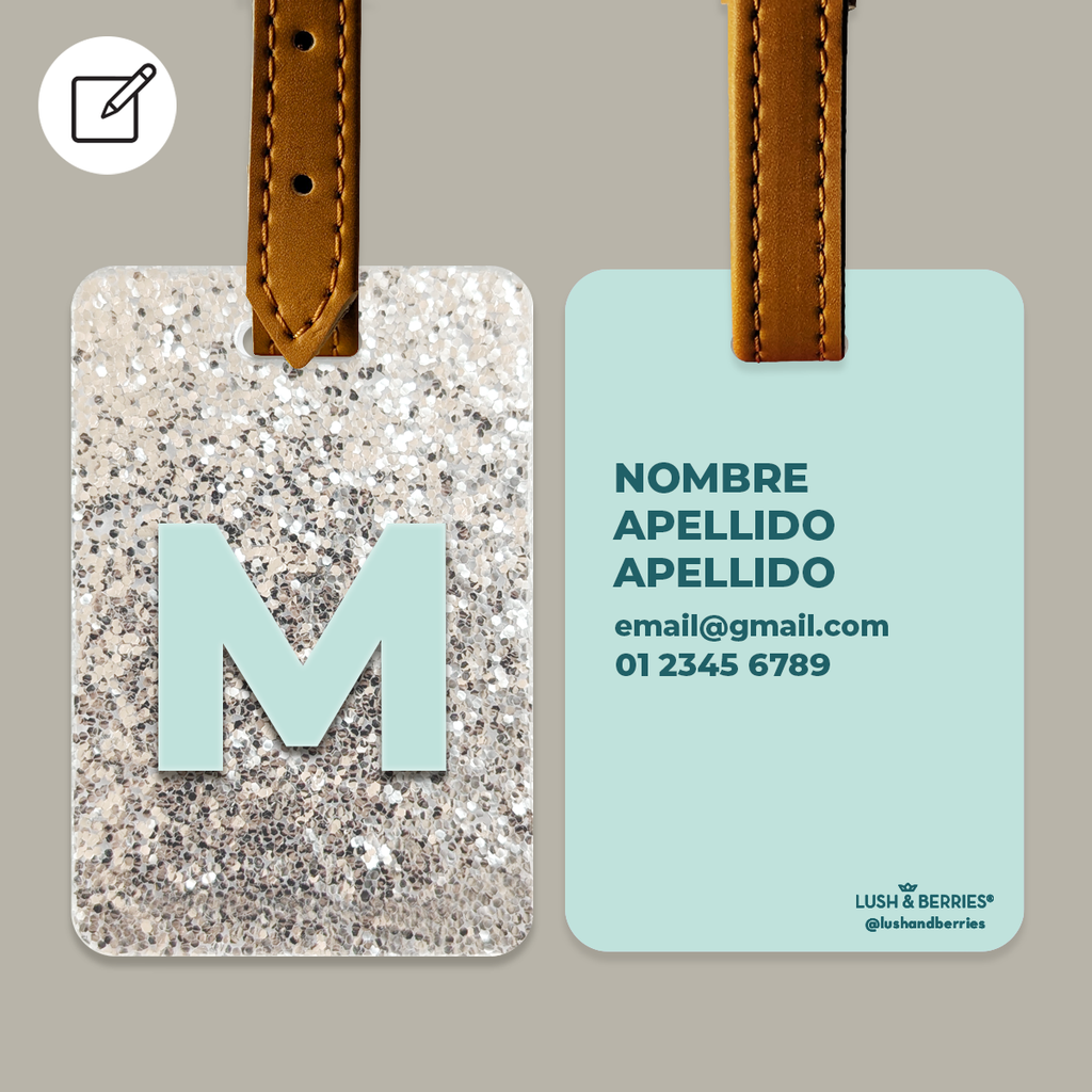 Identificador Glitter Plateado: Letra