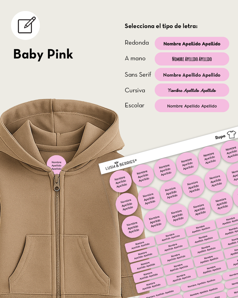 Etiquetas para ropa: Tipografías