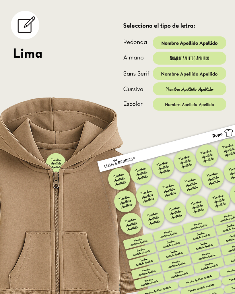 Etiquetas para ropa: Tipografías