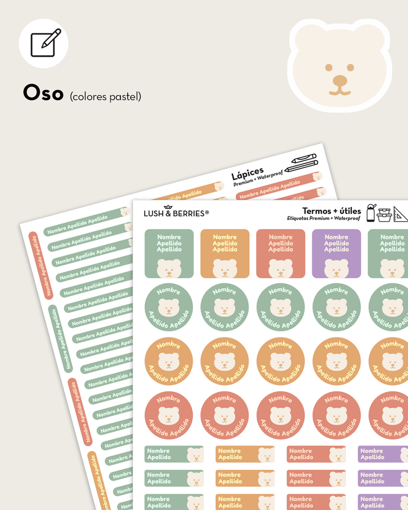 Etiquetas para útiles: Animalitos