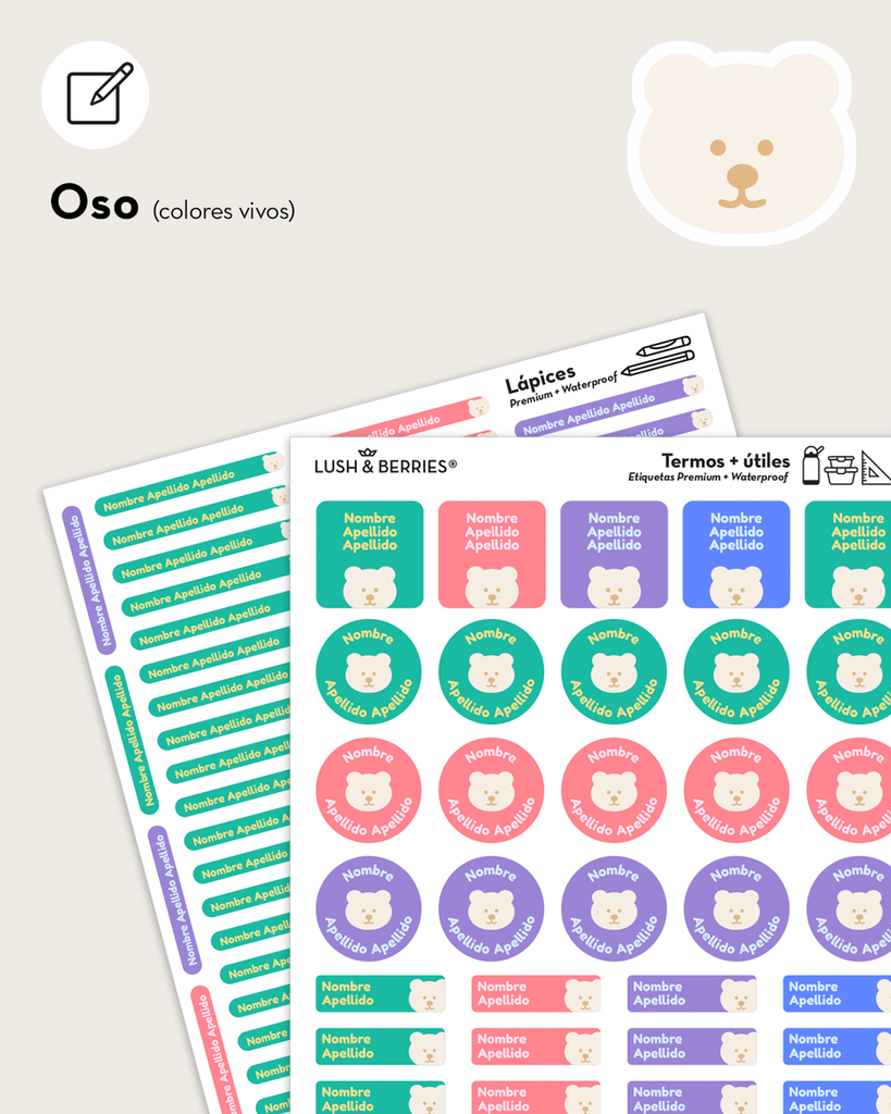 Etiquetas para útiles: Animalitos