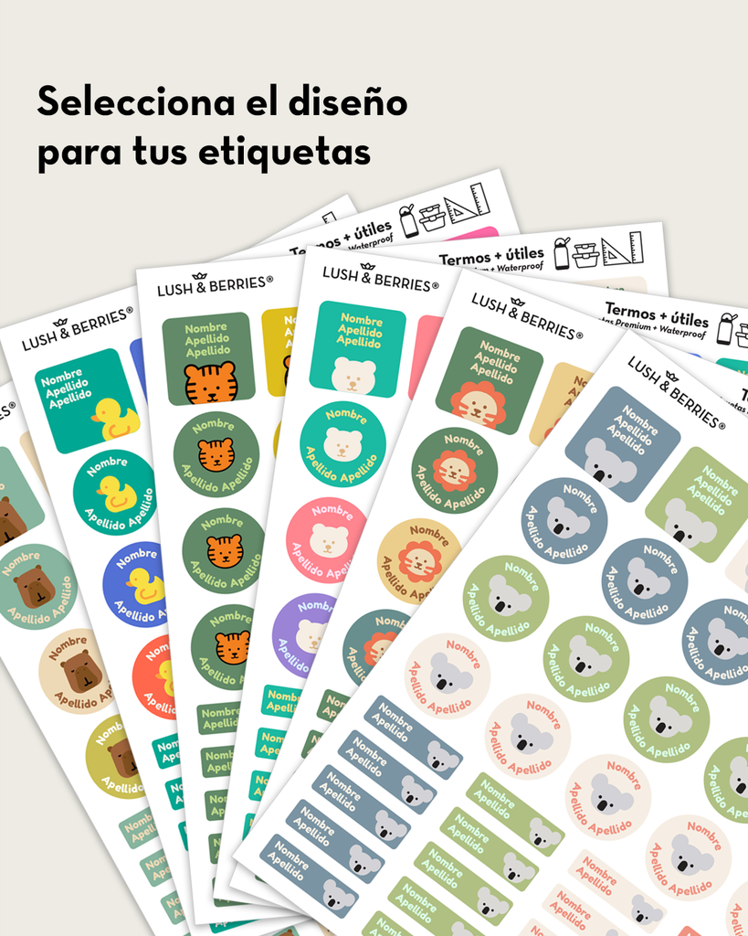 Etiquetas para útiles: Animalitos