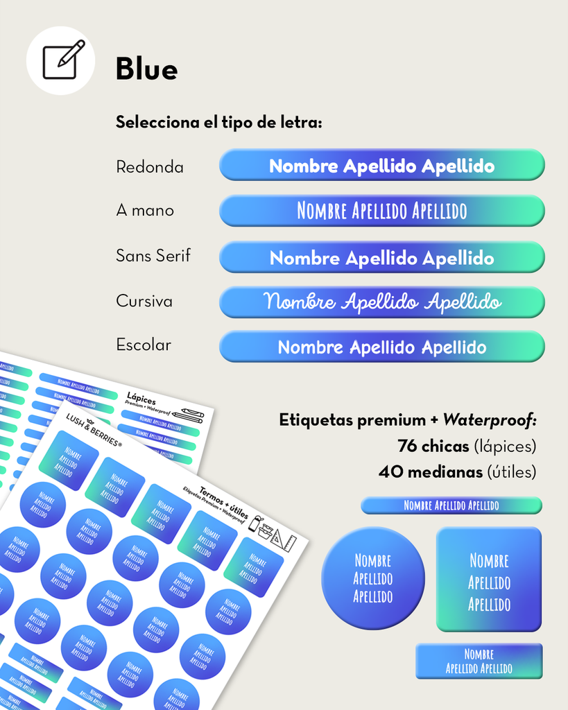 Etiquetas para útiles: Degradados