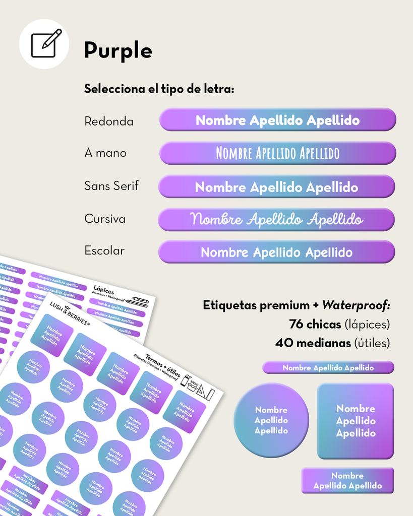 Etiquetas para útiles: Degradados