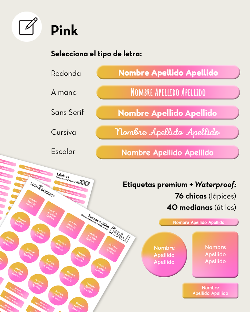 Etiquetas para útiles: Degradados