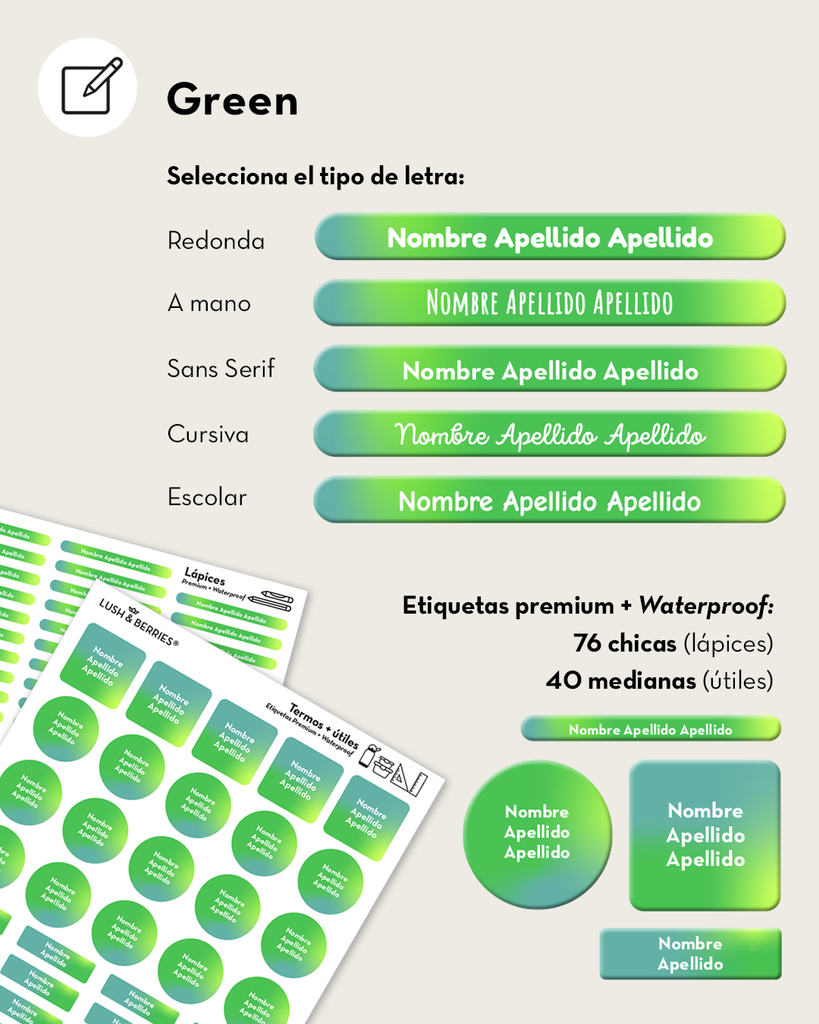 Etiquetas para útiles: Degradados